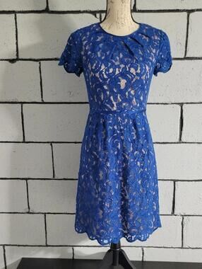 BUNDLE SALE!  Adrianna Papell Lace Royal Blue  Fit-and-Flare Dress  Sz 2